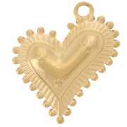 Pendentif coeur bombé 22x20 mm avec petites boules - Acier inoxydable 304L Doré|raw }}