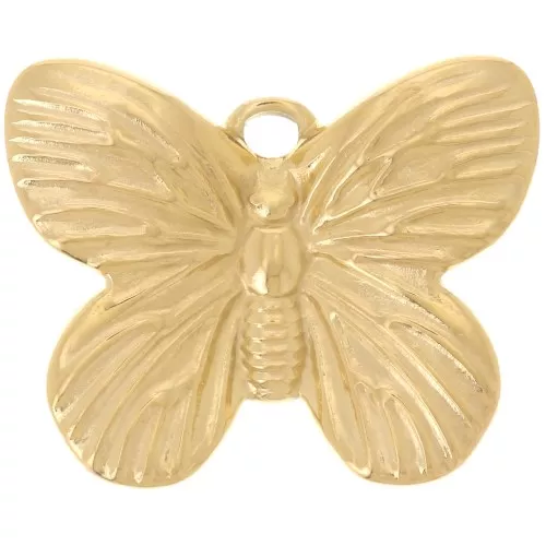 Breloque papillon 16x19.5 mm - Acier inoxydable 304L Doré x1