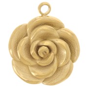 Breloque fleur rose 15 mm - Acier inoxydable 304L Doré x1|raw }}