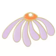 Pendentif marguerite 13.5x20.5 mm résine époxy - Acier inox 304L Doré - Parme x1