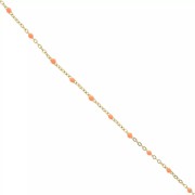 Chaîne avec perles en résine époxy 2 mm - Acier inox 304 Doré - Orange x1m|raw }}