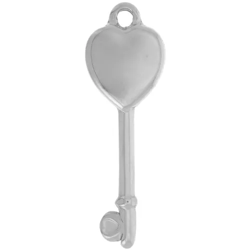 Pendentif clé forme coeur 36x12 mm - Acier inoxydable 304L x1