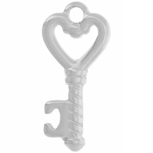 Pendentif clé forme coeur 28.5x13 mm - Acier inoxydable 304L x1
