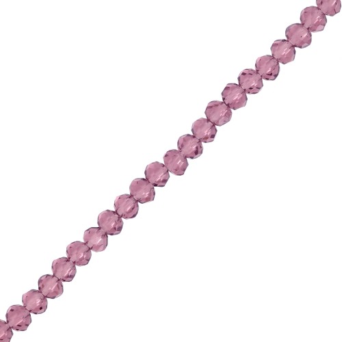 Perles rondelles facettées - rondes aplaties - 3.5x3 mm - Amethyst x36cm