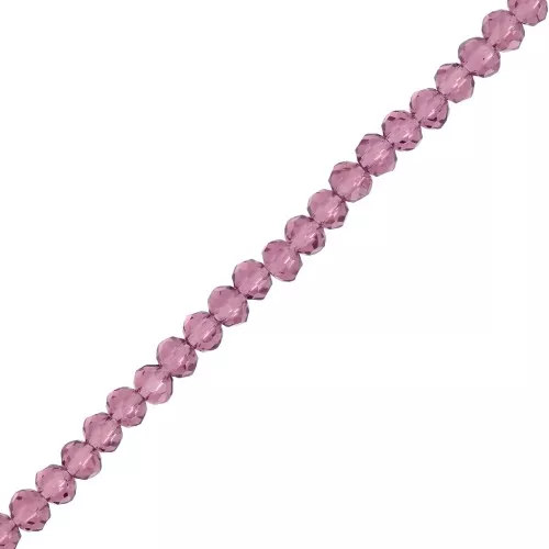Perles rondelles facettées - rondes aplaties - 3.5x3 mm - Amethyst x36cm