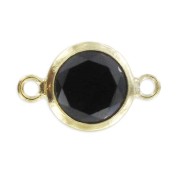 Intercalaire 2 anneaux 11x6 mm Oxyde Zirconium Jet - Gold filled (or laminé)  x1