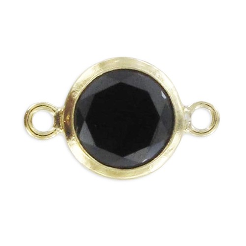 Intercalaire 2 anneaux 11x6 mm Oxyde Zirconium Jet - Gold filled (or laminé)  x1