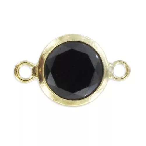 Intercalaire 2 anneaux 11x6 mm Oxyde Zirconium Jet - Gold filled (or laminé) x1