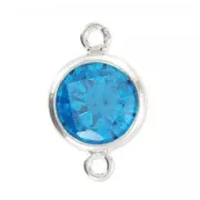 Intercalaire 2 anneaux 11x6 mm Oxyde de Zirconium - Aqua Blue Argent 925 x1