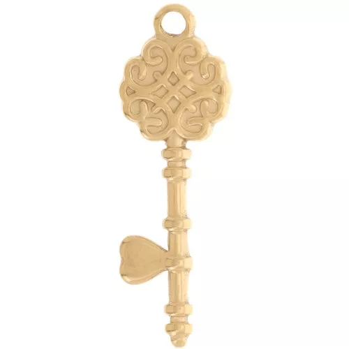 Pendentif clé baroque 34.5x11.5 mm - Acier inoxydable 304L Doré x1