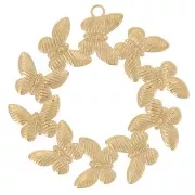 Pendentifs couronne de papillons 34 mm - Acier inoxydable 304L Doré x2