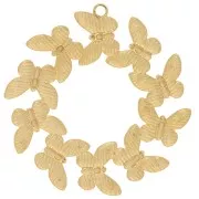Pendentifs couronne de papillons 34 mm - Acier inoxydable 304L Doré x2