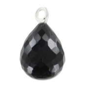 Pendentif goutte facettée 13x10 mm Argent 925/Onyx Noir x1|raw }}