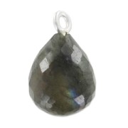 Pendentif goutte facettée 13x10 mm Argent 925/Labradorite x1|raw }}