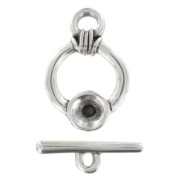 Fermoir T porte cabochon 1122 8 mm Placage Argent fin vieilli x1|raw }}