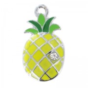 Breloque ananas résine époxy 28 mm Jaune/Strass Crystal x1