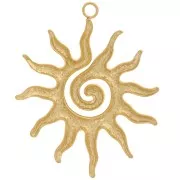 Pendentif soleil martelé 41x34 mm - Acier inoxydable 304L Doré x1