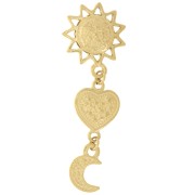 Pendentif pendant soleil, cœur et lune 45x15 mm - Acier inoxydable 304L Doré x1|raw }}