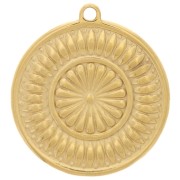 Breloque ronde texturé 18 mm - Acier inoxydable 304L Doré x1