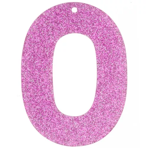 Pendentif ovale évidé 47x34 mm en acrylique - Pailleté rose x1