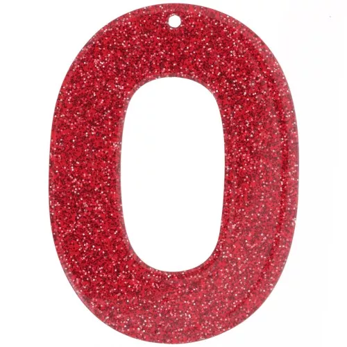 Pendentif ovale évidé 47x34 mm en acrylique - Pailleté rouge x1