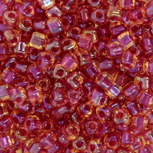Miyuki 8/0 Triangle TR8-1163 - Light Cranberry Lined Topaz Luster x8g