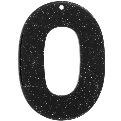 Pendentif ovale évidé 47x34 mm en acrylique - Pailleté noir x1