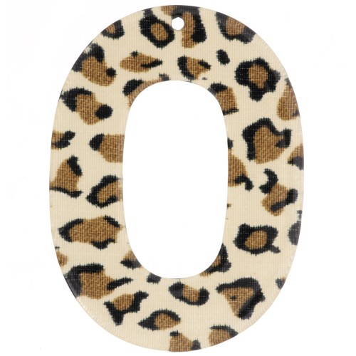 Pendentif ovale évidé 47x34 mm en acrylique - Guépard Marron - Noir x1