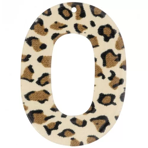 Pendentif ovale évidé 47x34 mm en acrylique - Guépard Marron - Noir x1