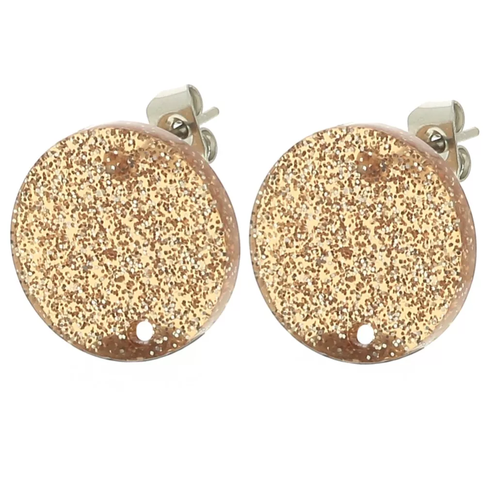 Paire De Boucles D'oreilles Perles Bronze 12 Mm - Clous En Acier Inoxydable Argenté - Neuf Avec étiquettes