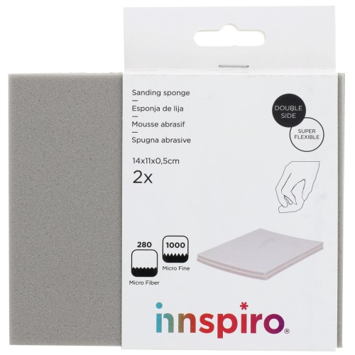 Set 2 blocs abrasifs en mousse super flexible 14x11x0.5cm P1000 et microfibre 280