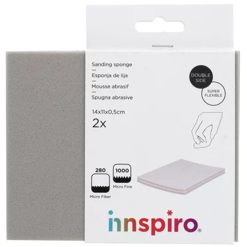 Set 2 blocs abrasifs en mousse super flexible 14x11x0.5cm P1000 et microfibre 280