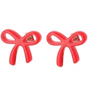 Clous d'oreilles noeud - 15x17 mm en acétate - Rouge x2