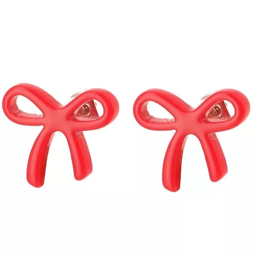 Clous d'oreilles noeud - 15x17 mm en acétate - Rouge x2