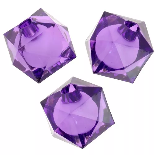 Perles carrées facettées 10 mm en acrylique transparent - Violet x10