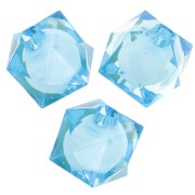 Perles carrées facettées 10 mm en acrylique transparent - Bleu ciel x10