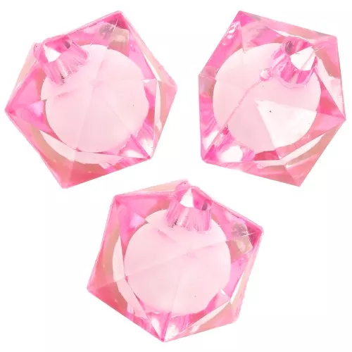 Perles carrées facettées 10 mm en acrylique transparent - Rose x10