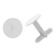 Boutons de manchette plateau 15 mm Argenté x2|raw }}