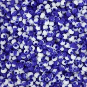 Perles rocailles Preciosa 11/0 2 mm - - Harlequin Chalkwhite - Blue x20g