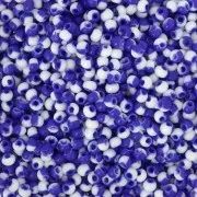Perles rocailles Preciosa 11/0 2 mm - - Harlequin Chalkwhite - Blue x20g