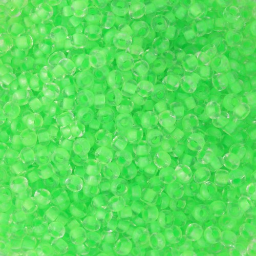 Perles rocailles Preciosa 11/0 2 mm - - Crystal Neon Green Lined x20g