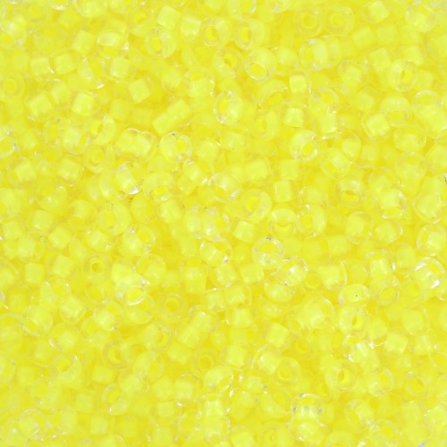 Perles rocailles Preciosa 11/0 2 mm - - Crystal Neon Yellow Lined x20g
