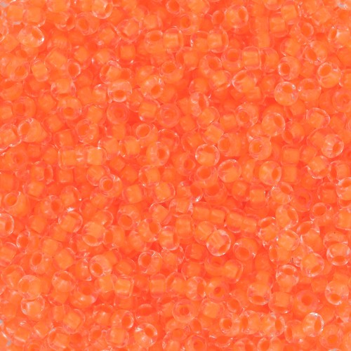 Perles rocailles Preciosa 11/0 2 mm - - Crystal Neon Orange Lined x20g