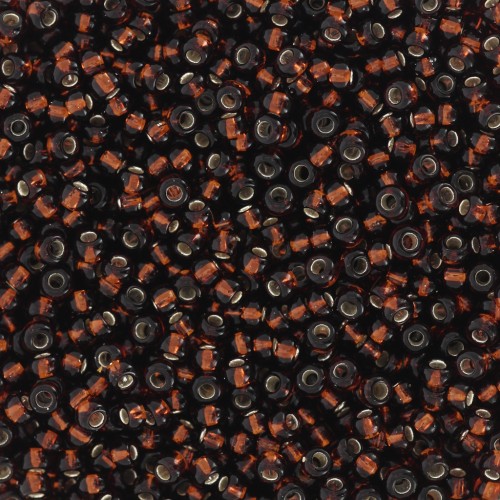 Perles rocailles Preciosa 11/0 2 mm - - Dark Topaz Silver Lined x20g