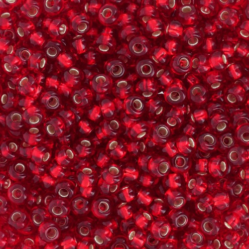 Perles rocailles Preciosa 9/0 2.5 mm - Light Siam Silver Lined x250g