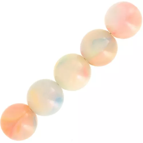 Perles rondes en résine opaque 8 mm - Marbré Multicolore nacré x10