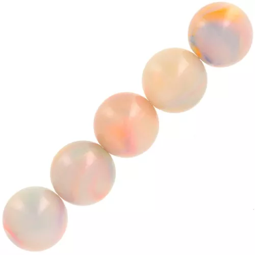 Perles rondes 14 mm en résine opaque - Marbré Multicolore nacré x6