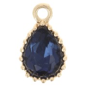 Pendentif goutte en verre facetté 13x8mm - Doré - Bleu Saphir x1|raw }}