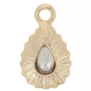 Pendentif goutte en verre facetté 13x8mm - Doré - Bleu Saphir x1