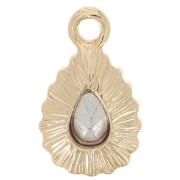 Pendentif goutte en verre facetté 13x8mm - Doré - Vert x1